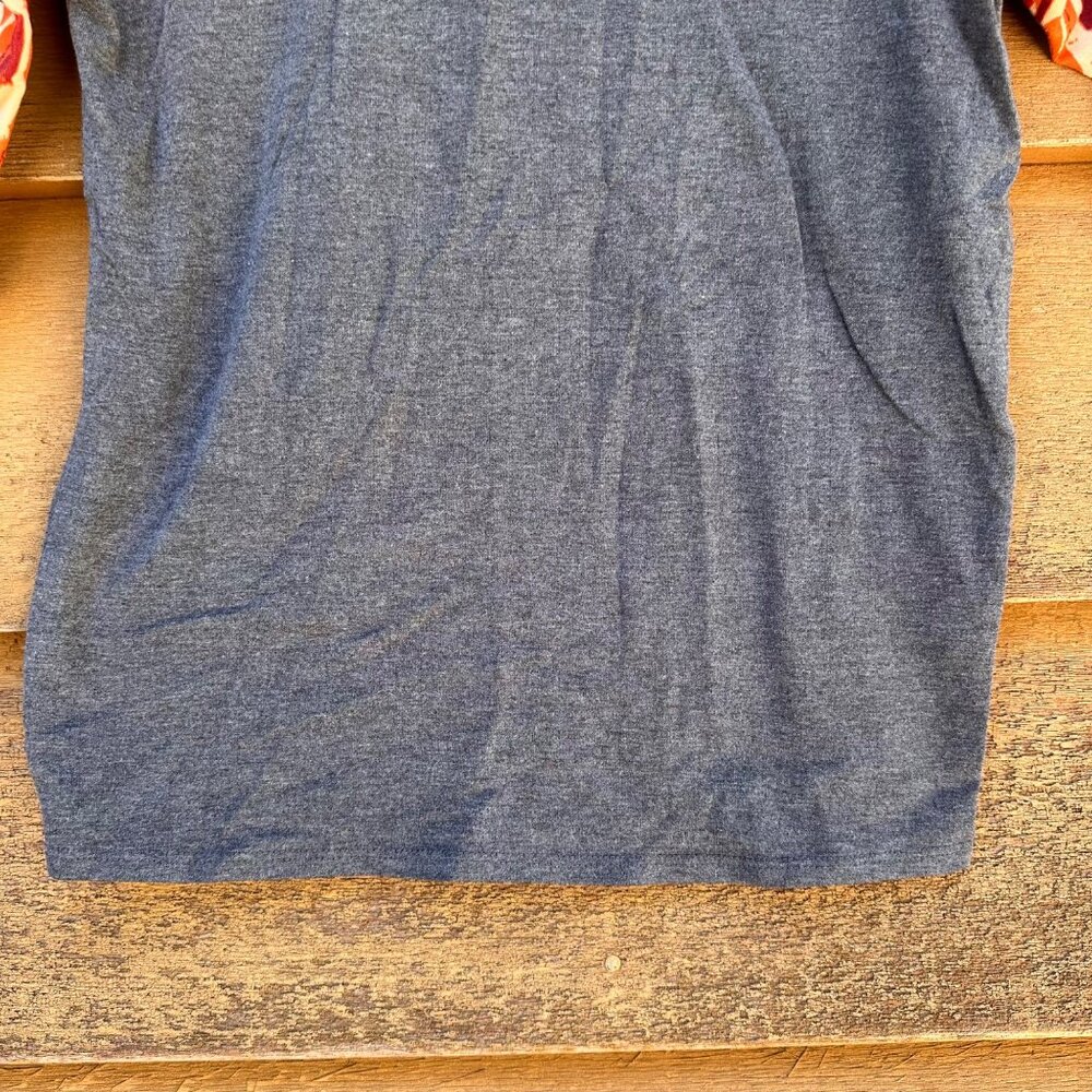 Lularoe Girls Size 10 Baseball Tee Gray With Red & Orange Printed Sleeves - Picture 6 of 9